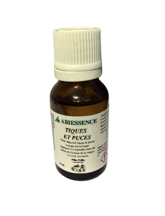 Fiole d’huiles essentielles anti parasites pour chien