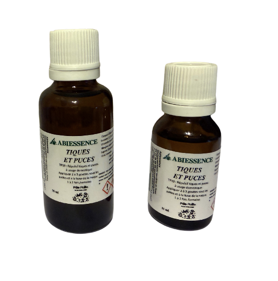 Fiole d’huiles essentielles anti parasites pour chien